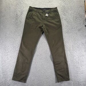 Fried Denim Pant Mens 32x32 Green Cotton Chino Straight Business Career Slim Fit
